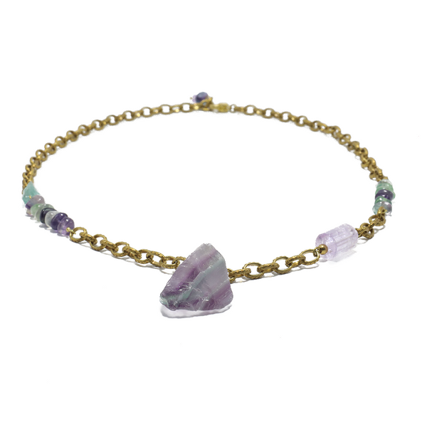 Brass-Embellished Fluorite Enchantment Necklace