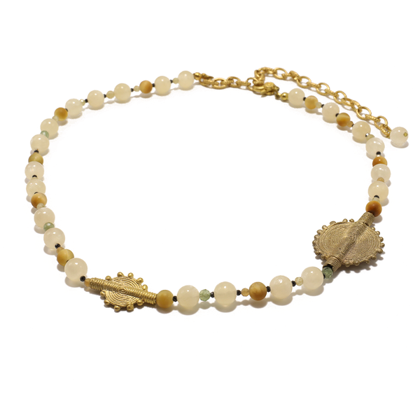 Tiger's Eye Calcite Zircon Grace Necklace